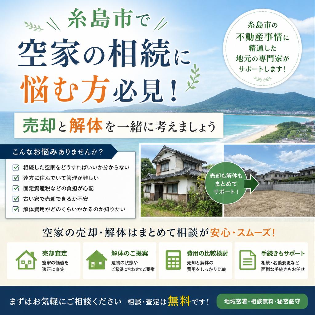 糸島市で空家の相続に悩む方必見！売却と解体を一緒に考えましょう