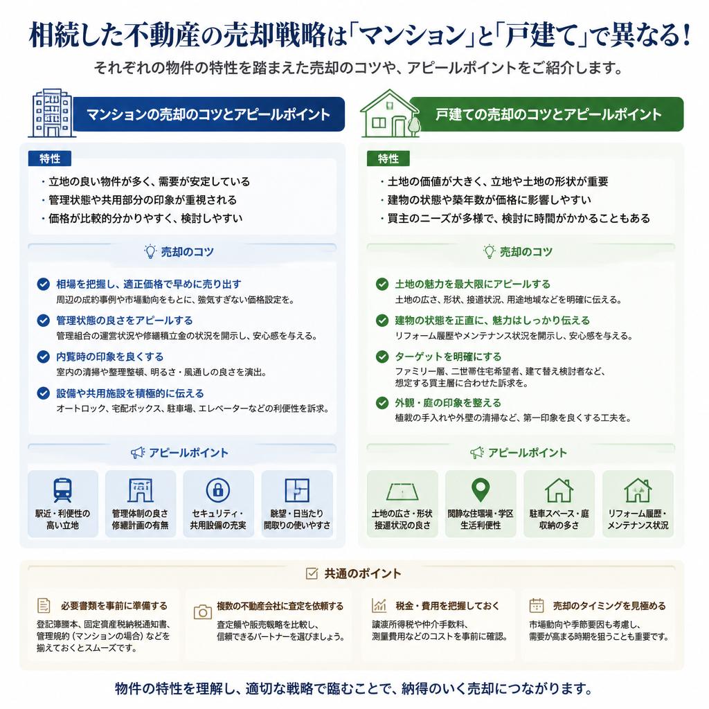 マンション・戸建て別の売却ポイント
