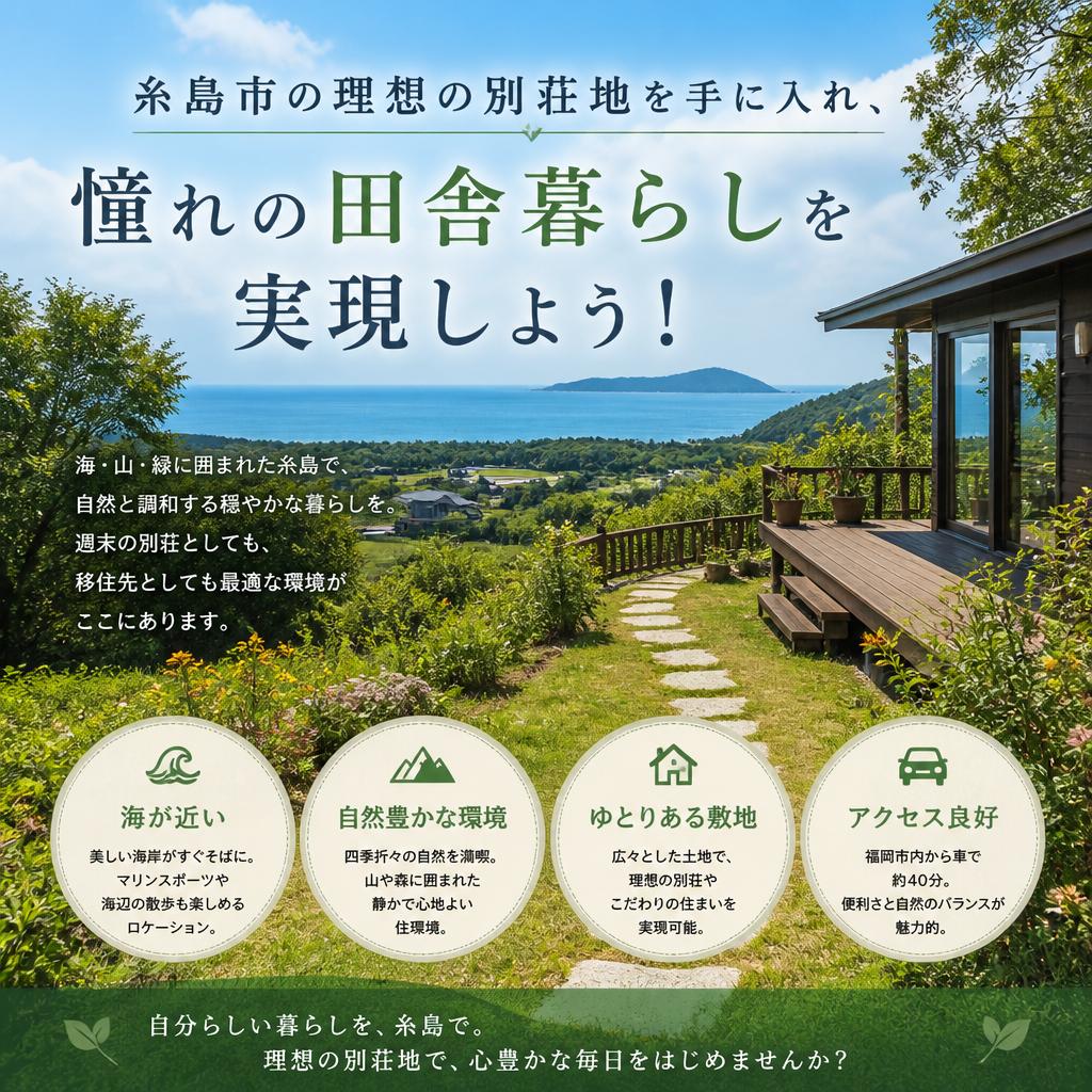 糸島市の理想の別荘地を手に入れ、憧れの田舎暮らしを実現しよう！
