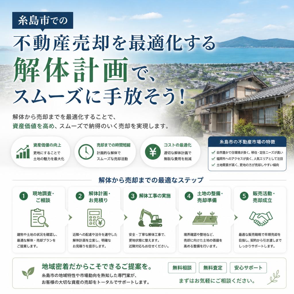 糸島市での不動産売却を最適化する解体計画で、スムーズに手放そう！