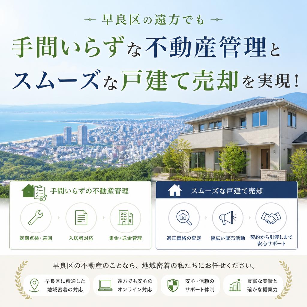 早良区の遠方でも手間いらずな不動産管理とスムーズな戸建て売却を実現！