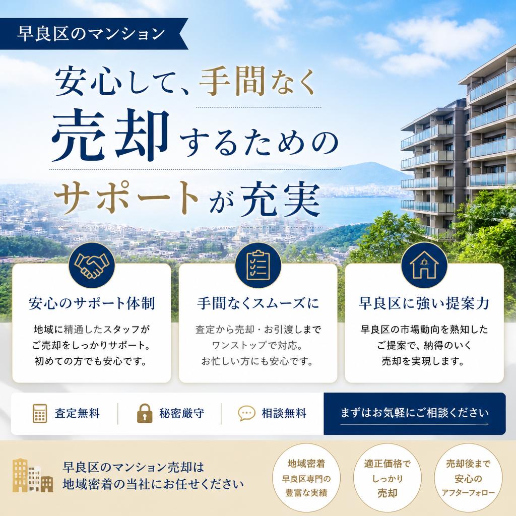 早良区のマンションを安心して手間なく売却するためのサポートが充実