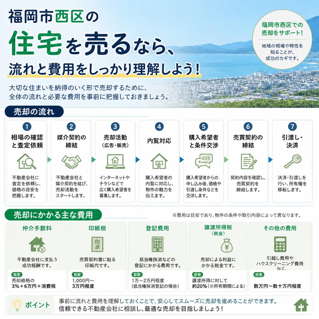 福岡市西区の住宅を売るなら、流れと費用をしっかり理解しよう！