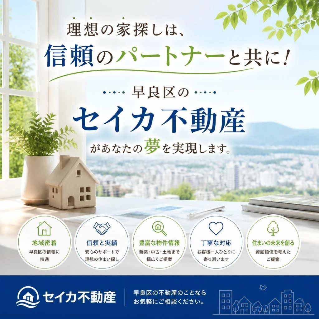 理想の家探しは、信頼のパートナーと共に！早良区のセイカ不動産があなたの夢を実現します。