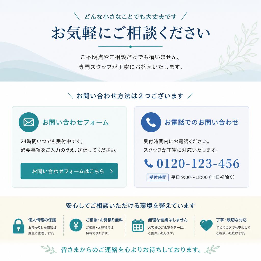7. お問い合わせは簡単！今すぐに相談を