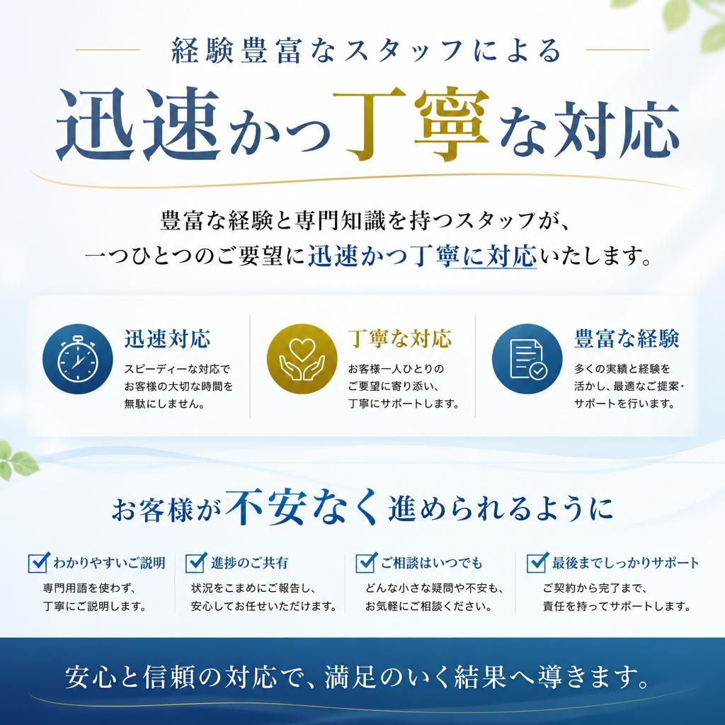 5. 迅速・丁寧な対応が自慢