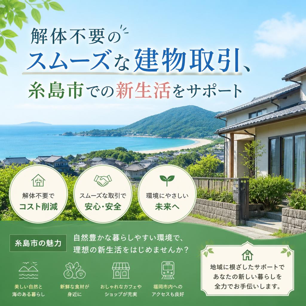 解体不要のスムーズな建物取引、糸島市での新生活をサポート