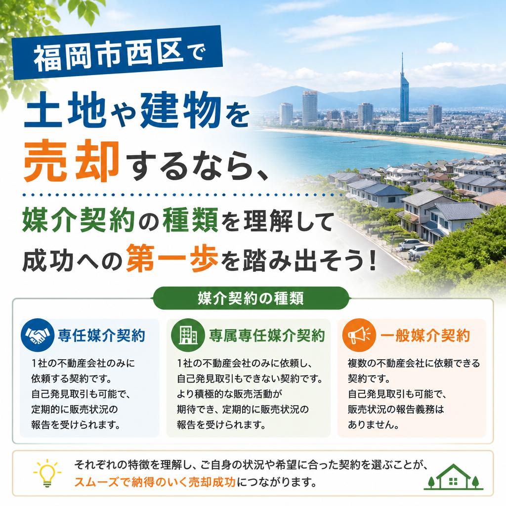 福岡市西区で土地や建物を売却するなら、媒介契約の種類を理解して成功への第一歩を踏み出そう！