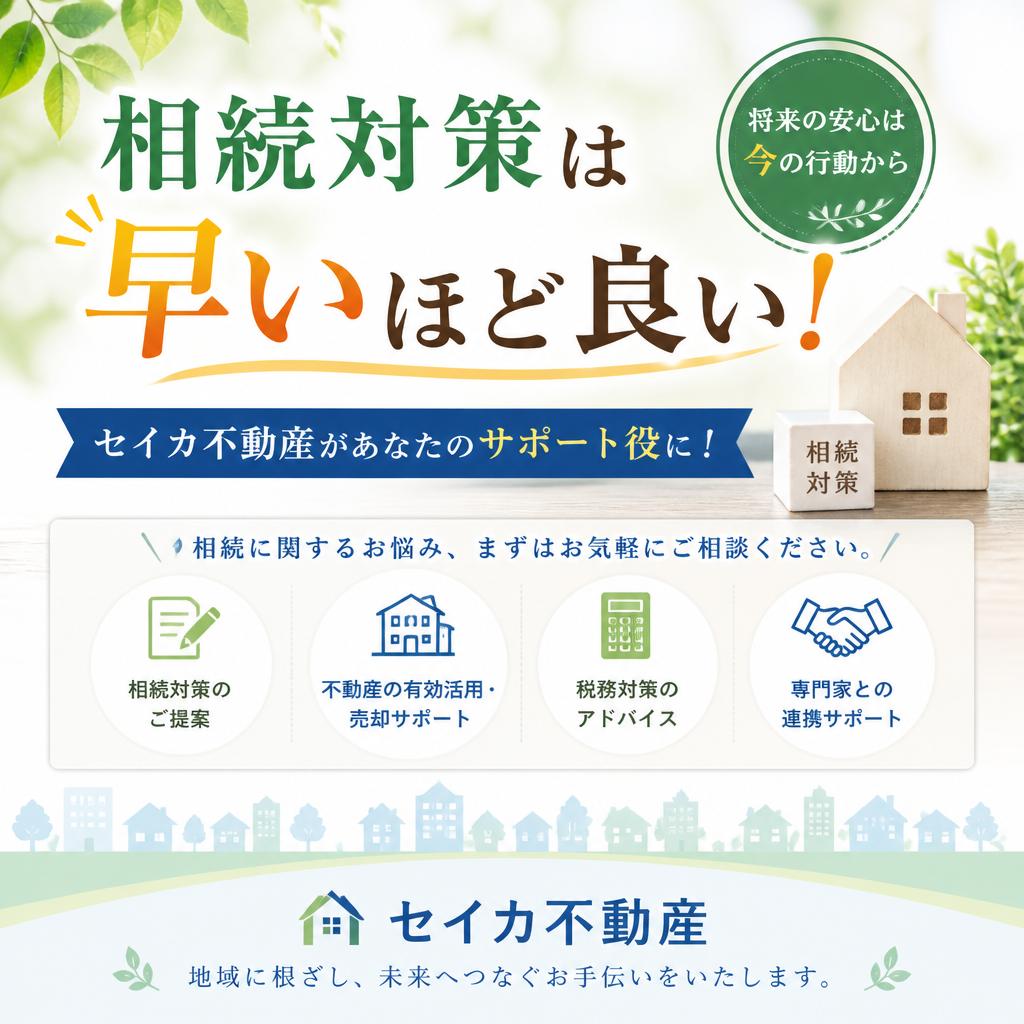 相続対策は早いほど良い！セイカ不動産があなたのサポート役に！