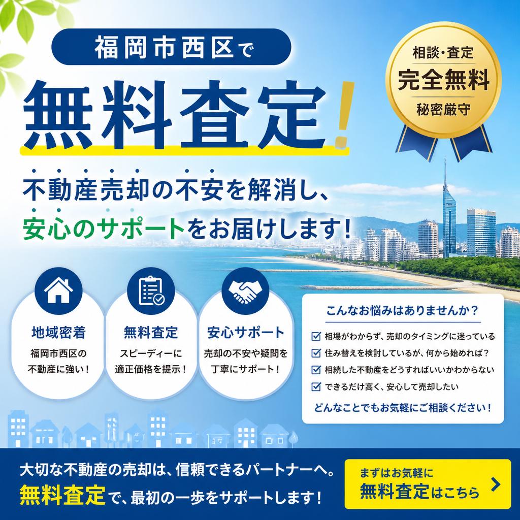 福岡市西区で無料査定！不動産売却の不安を解消し、安心のサポートをお届けします！