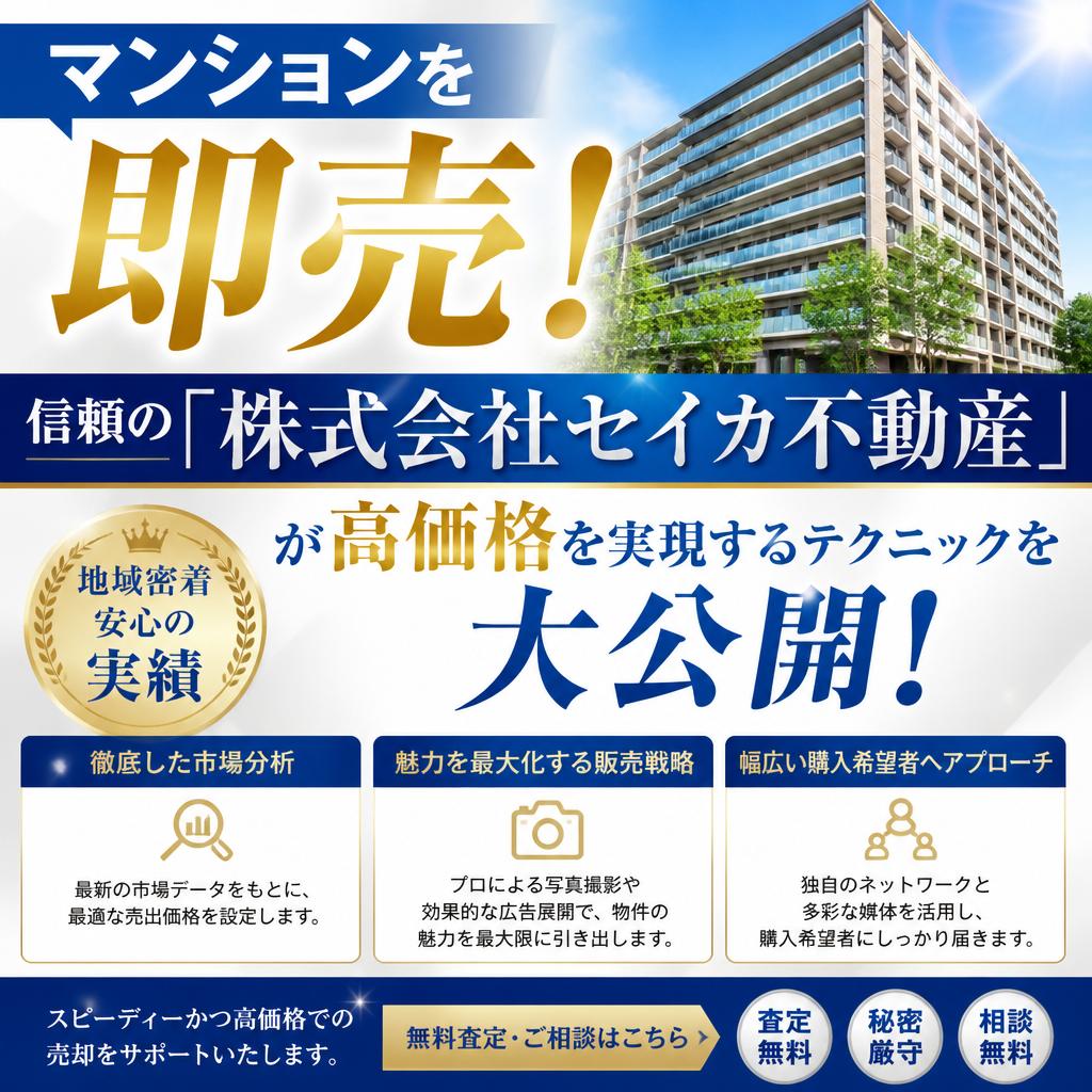 マンションを即売！信頼の「株式会社セイカ不動産」が高価格を実現するテクニックを大公開！