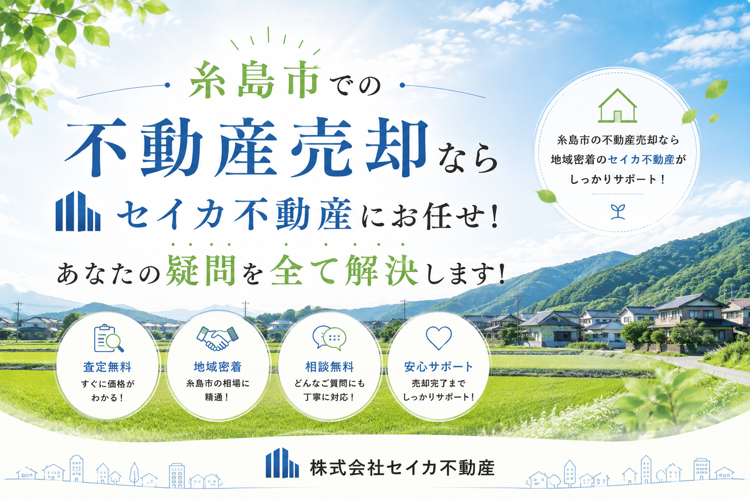 糸島市での不動産売却ならセイカ不動産にお任せ！あなたの疑問を全て解決します！